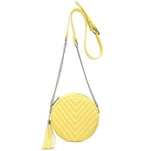 Round Crossbody Shoulder Bag Circle Tassel Purse Handbags Small C :|
